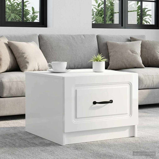vidaXL Coffee Table High Gloss White 49 x 50 x 37 cm Engineered Wood