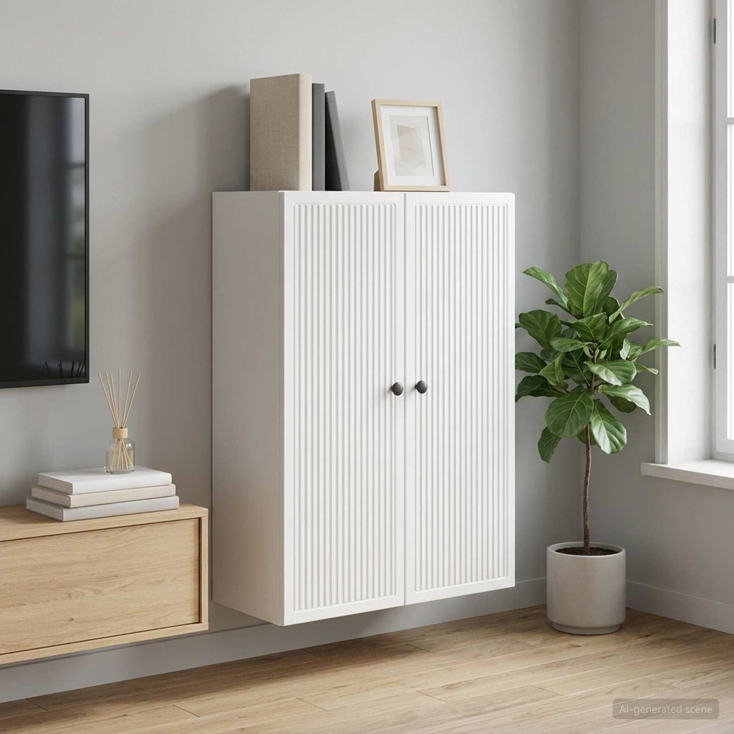 vidaXL Wall-Mounted Cabinet White 66 x 34.5 x 90 cm Engineered Wood