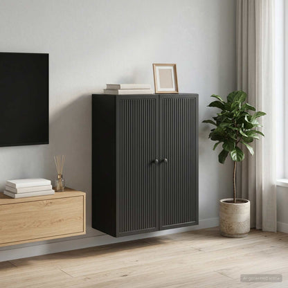 vidaXL Wall-Mounted Cabinet Black 66 x 34.5 x 90 cm Engineered Wood