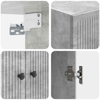 vidaXL Wall-Mounted Cabinet Concrete Grey 66 x 34.5 x 90 cm