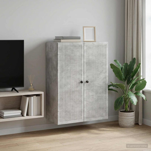 vidaXL Wall-Mounted Cabinet Concrete Grey 66 x 34.5 x 90 cm