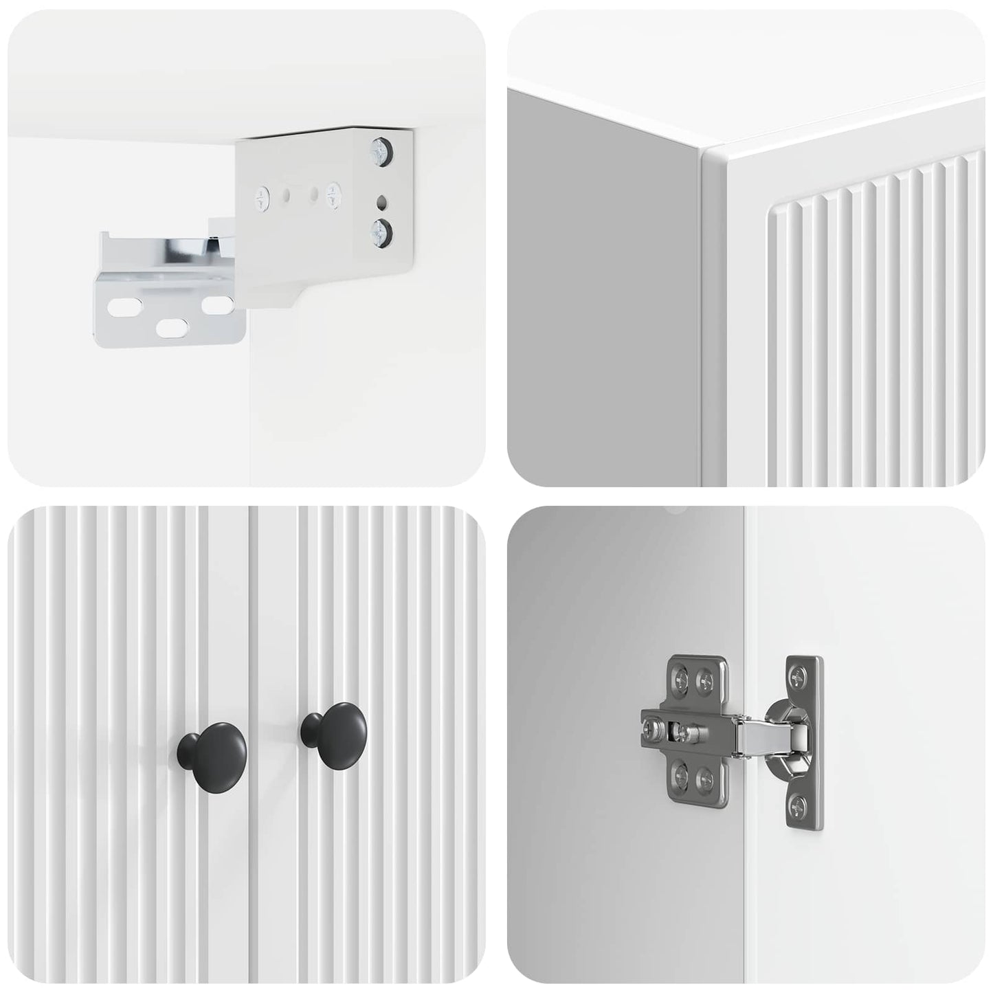 vidaXL Wall-Mounted Cabinet High Gloss White 66 x 34.5 x 90 cm