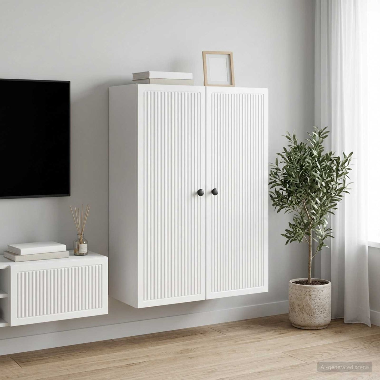 vidaXL Wall-Mounted Cabinet High Gloss White 66 x 34.5 x 90 cm