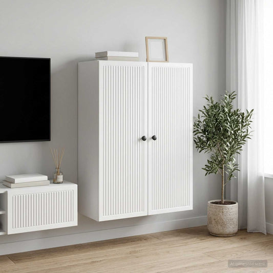 vidaXL Wall-Mounted Cabinet High Gloss White 66 x 34.5 x 90 cm
