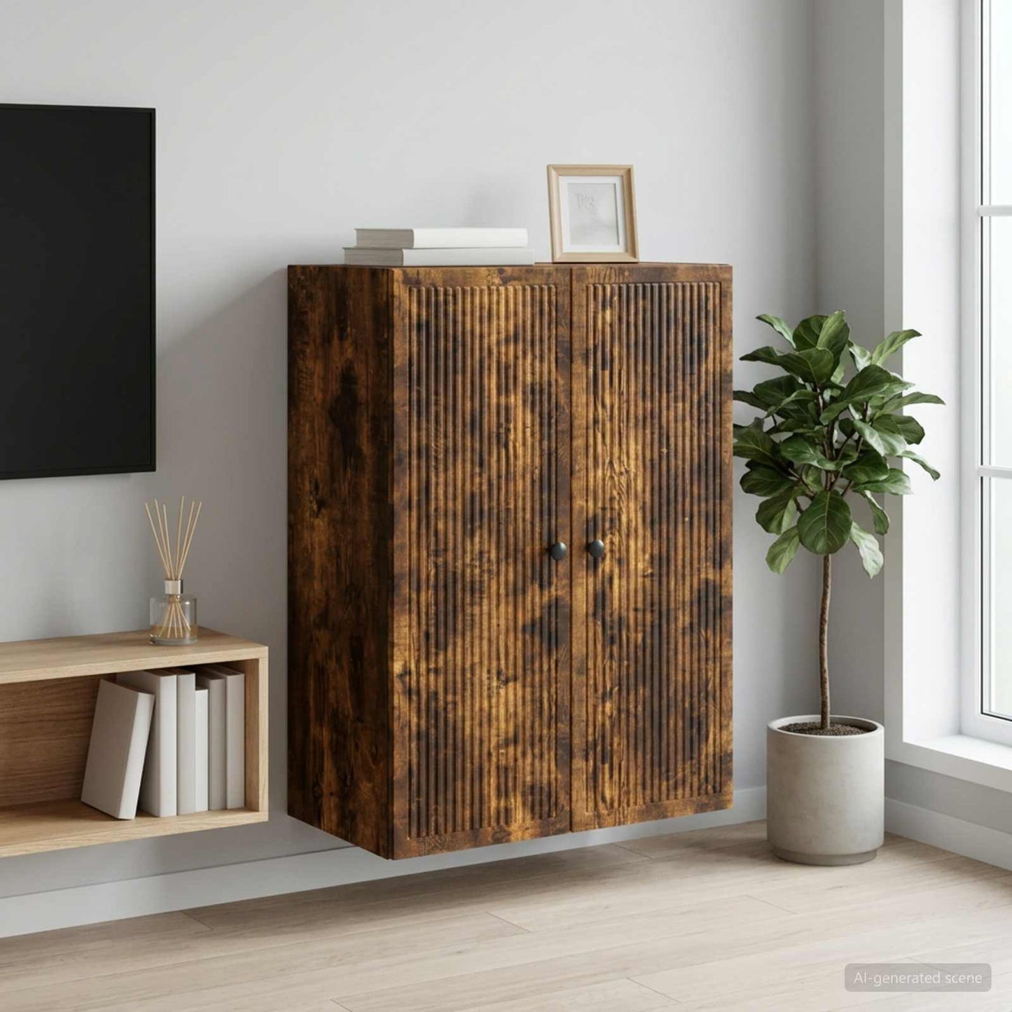vidaXL Wall-Mounted Cabinet Smoked Oak 66 x 34.5 x 90 cm