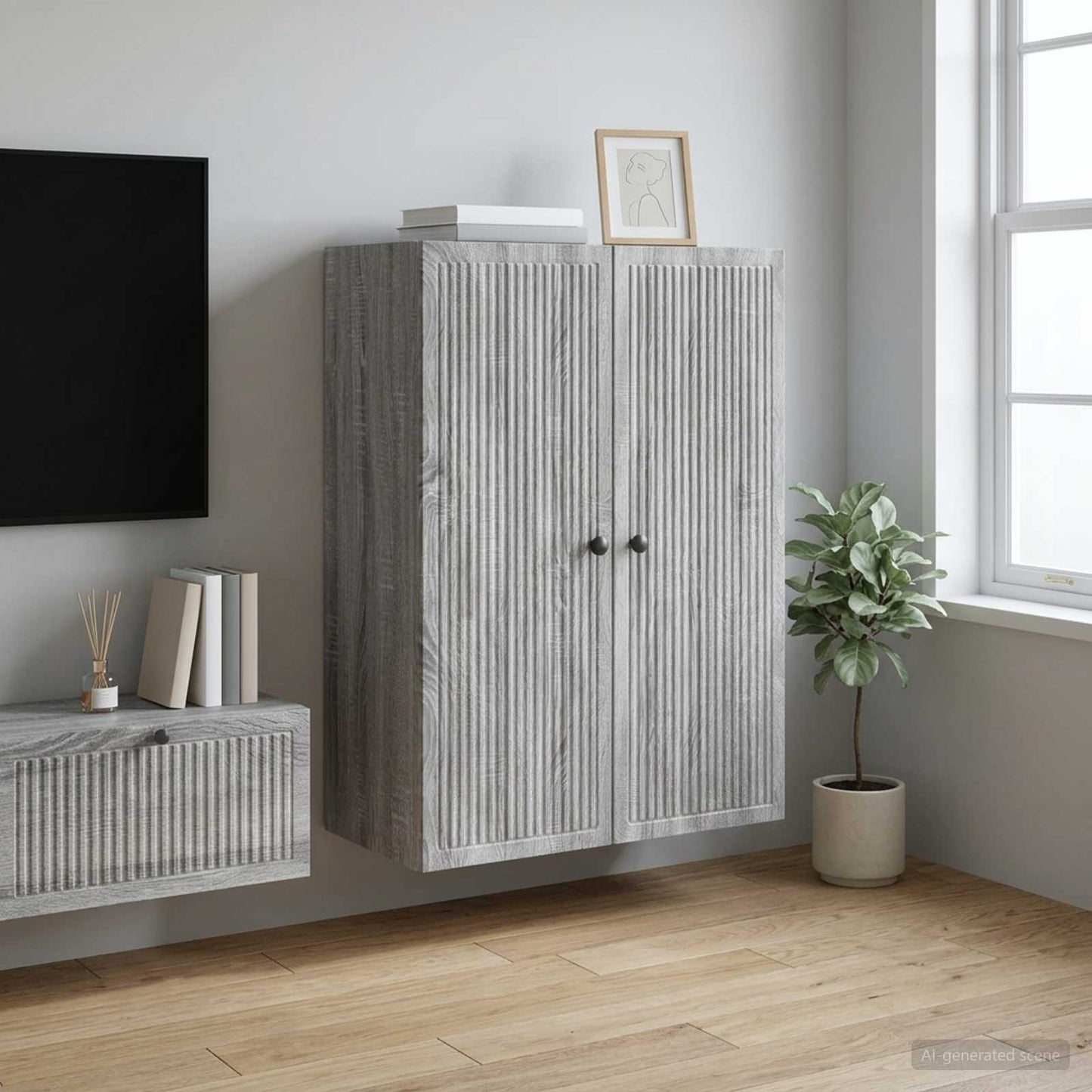 vidaXL Wall-Mounted Cabinet Grey Sonoma 66 x 34.5 x 90 cm