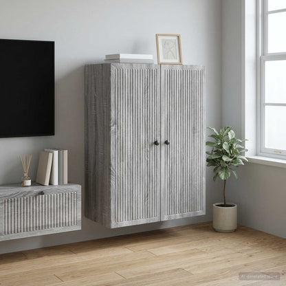 vidaXL Wall-Mounted Cabinet Grey Sonoma 66 x 34.5 x 90 cm