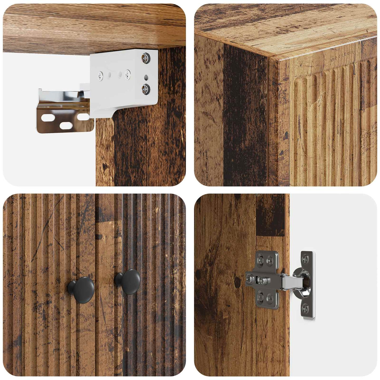 vidaXL Wall-Mounted Cabinet Old Wood 66 x 34.5 x 90 cm Engineered Wood