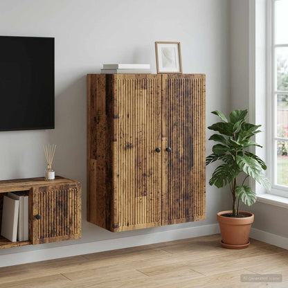 vidaXL Wall-Mounted Cabinet Old Wood 66 x 34.5 x 90 cm Engineered Wood