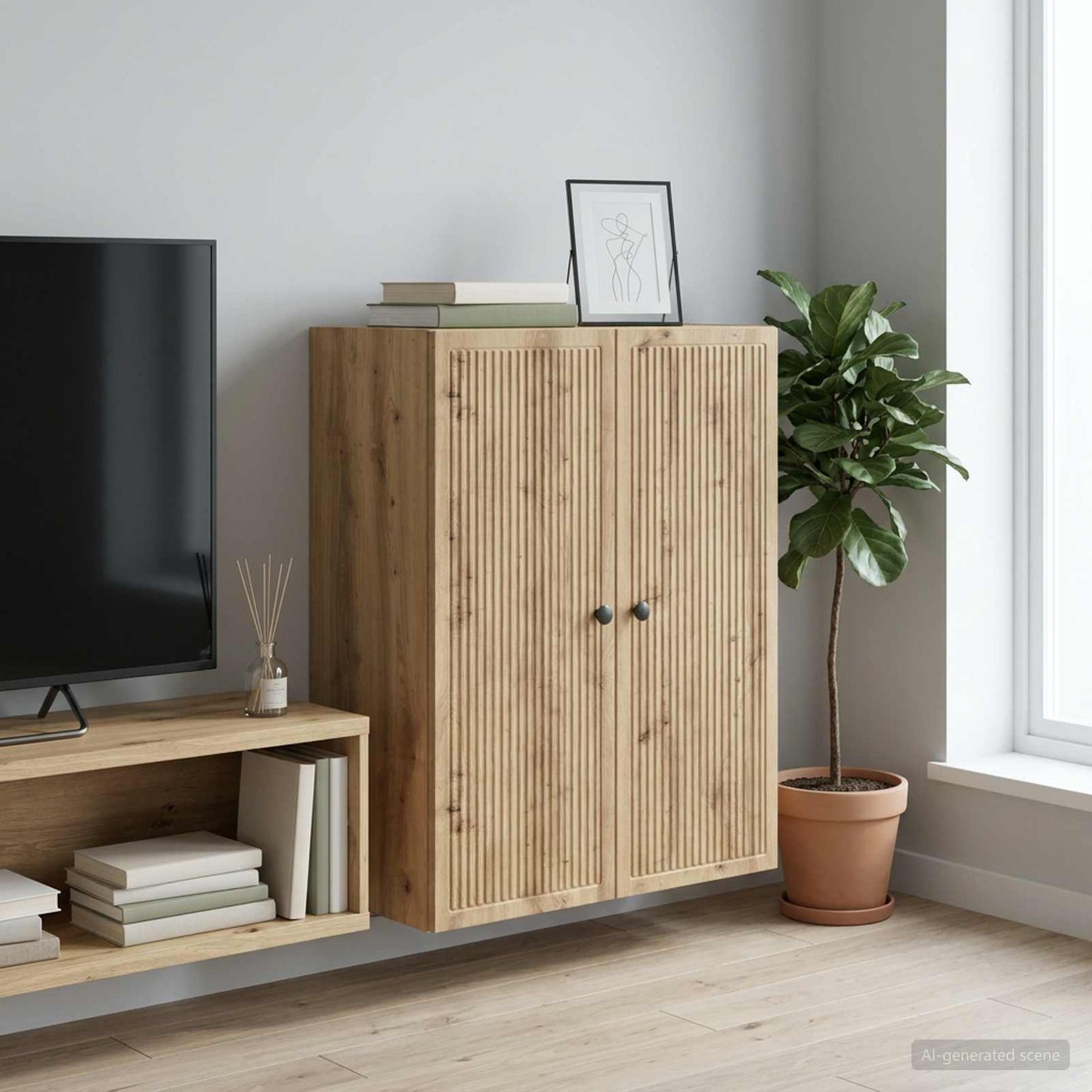 vidaXL Wall-Mounted Cabinet Artisan Oak 66 x 34.5 x 90 cm