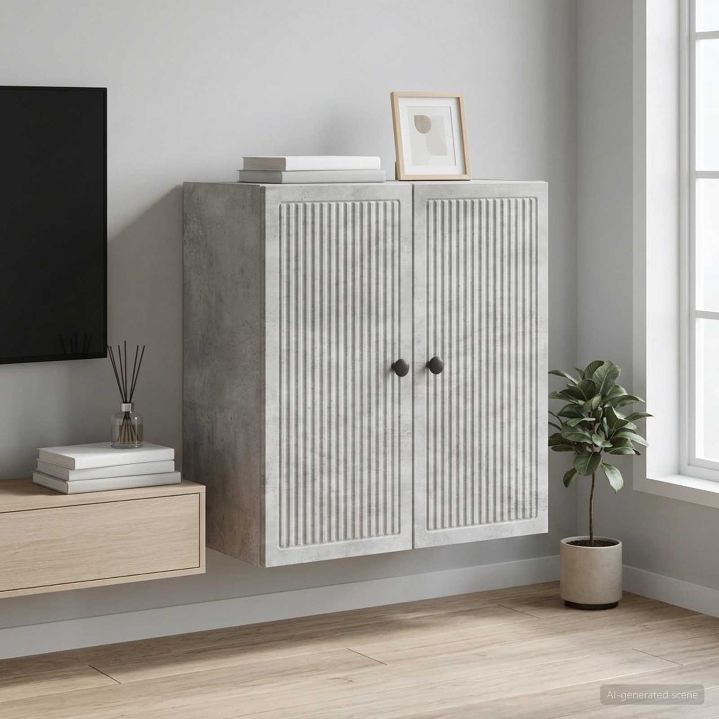 vidaXL Wall-Mounted Cabinet Concrete Grey 59 x 31 x 60 cm