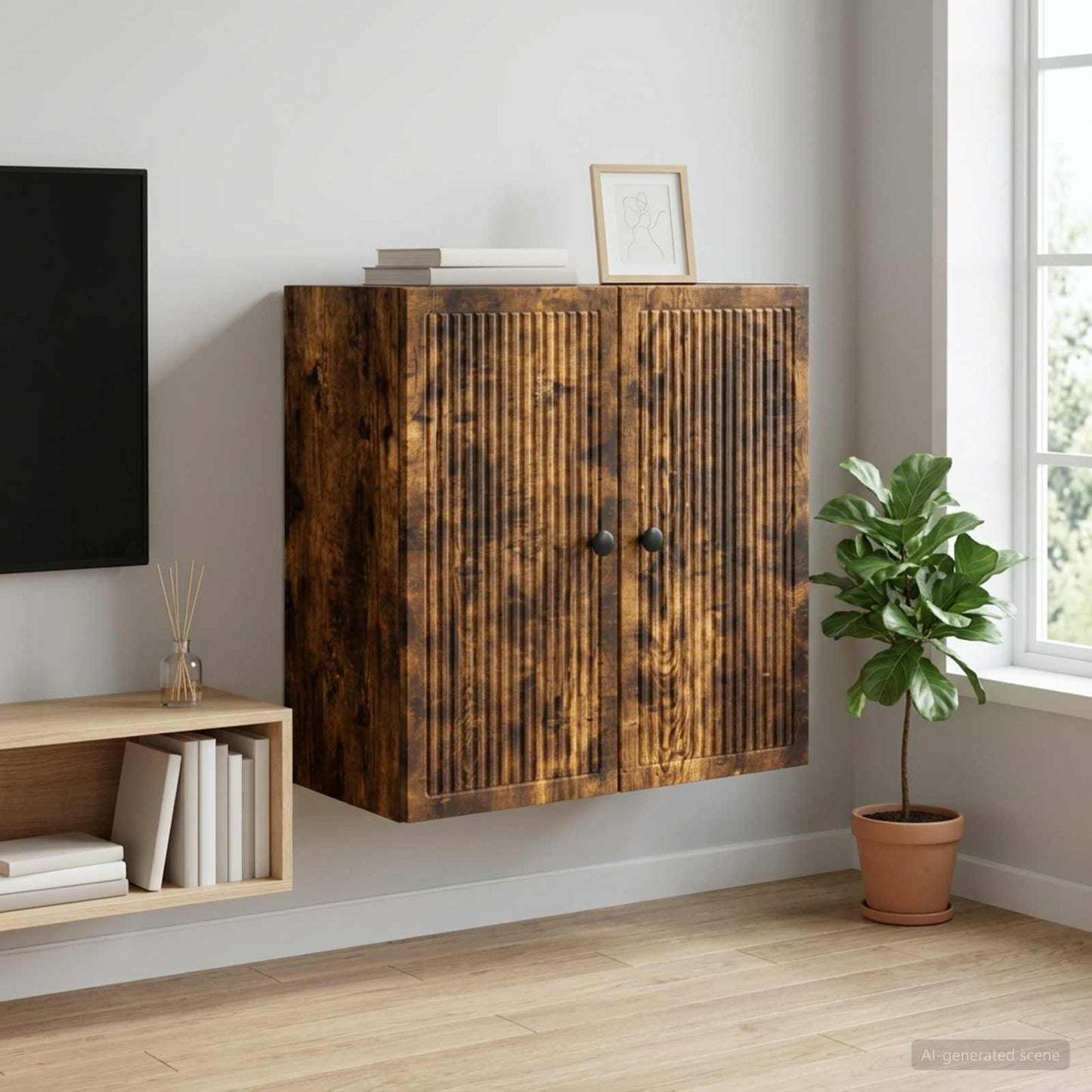 vidaXL Wall-Mounted Cabinet Smoked Oak 59 x 31 x 60 cm Engineered Wood
