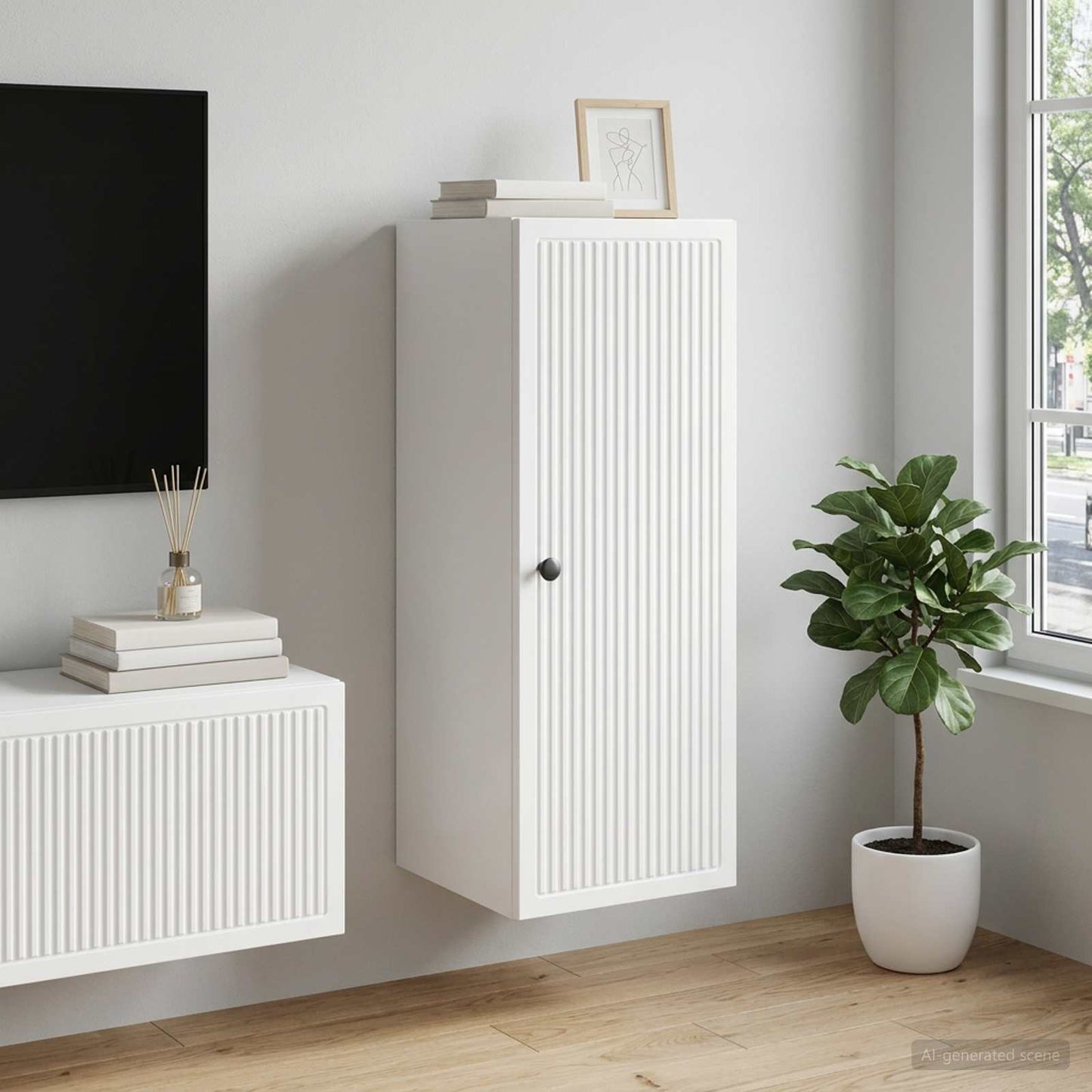vidaXL Wall-Mounted Cabinet White 33 x 34.5 x 90 cm Engineered Wood