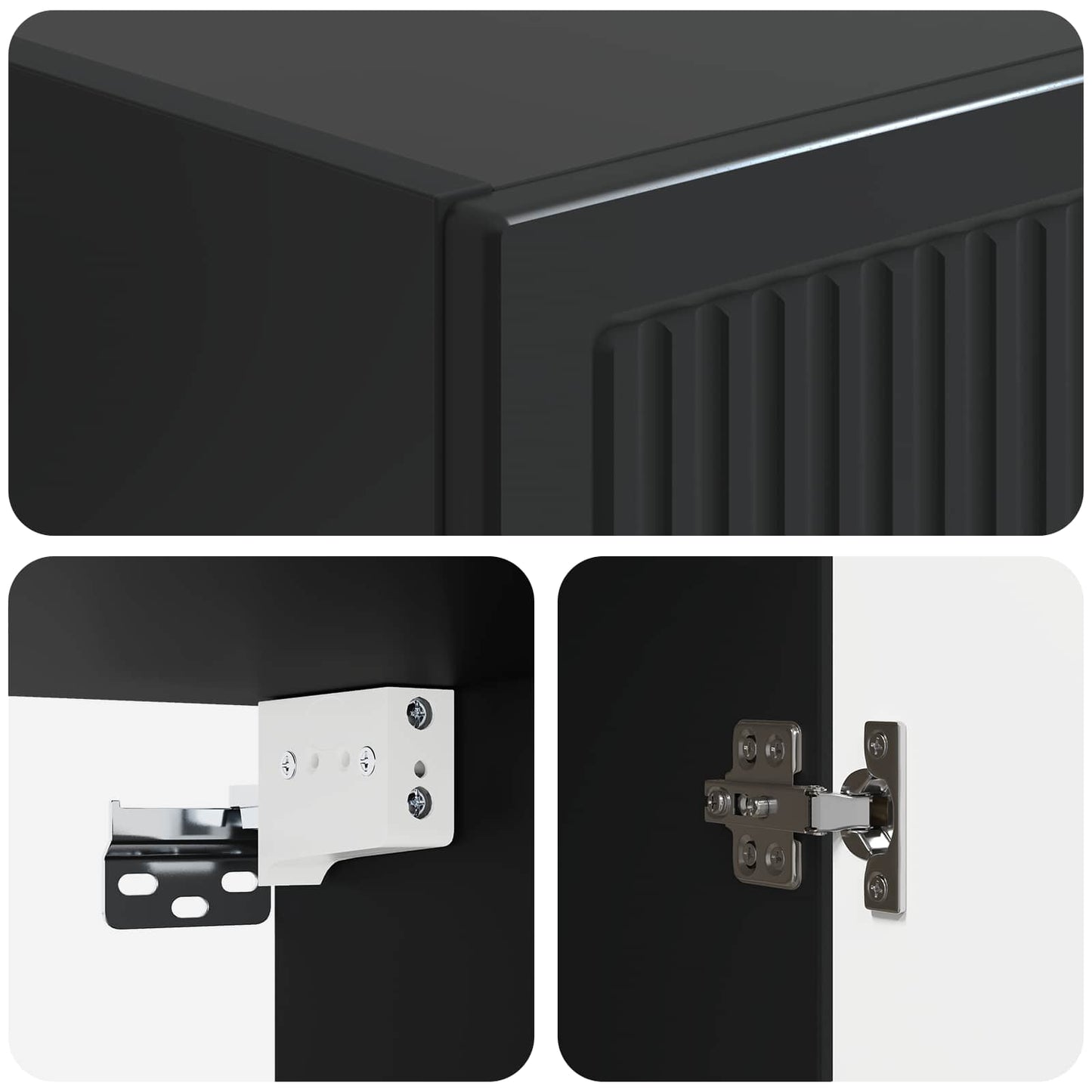 vidaXL Wall-Mounted Cabinet Black 33 x 34.5 x 90 cm Engineered Wood