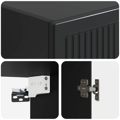 vidaXL Wall-Mounted Cabinet Black 33 x 34.5 x 90 cm Engineered Wood
