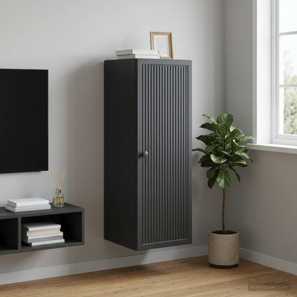 vidaXL Wall-Mounted Cabinet Black 33 x 34.5 x 90 cm Engineered Wood