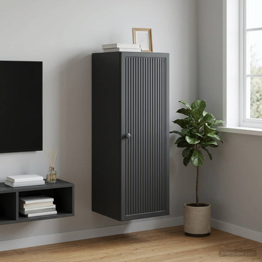 vidaXL Wall-Mounted Cabinet Black 33 x 34.5 x 90 cm Engineered Wood