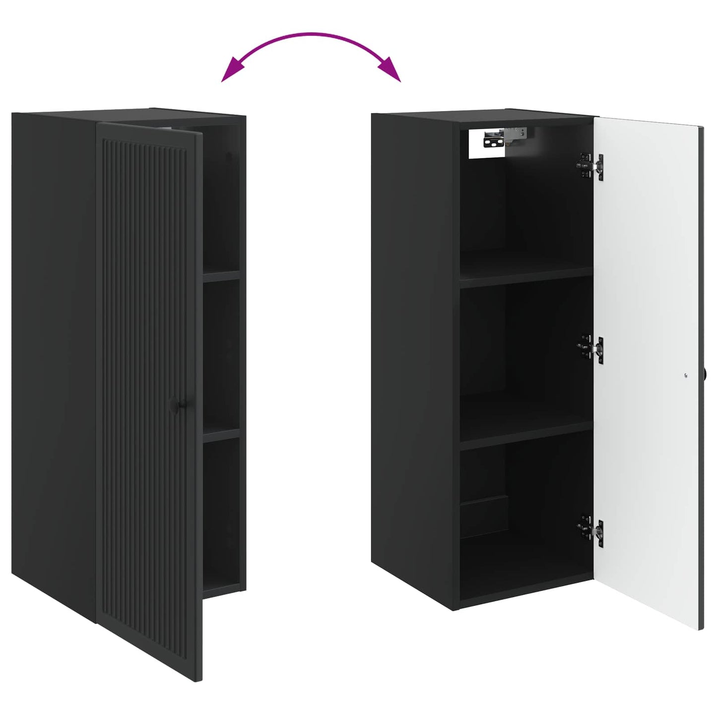 vidaXL Wall-Mounted Cabinet Black 33 x 34.5 x 90 cm Engineered Wood