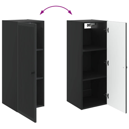 vidaXL Wall-Mounted Cabinet Black 33 x 34.5 x 90 cm Engineered Wood
