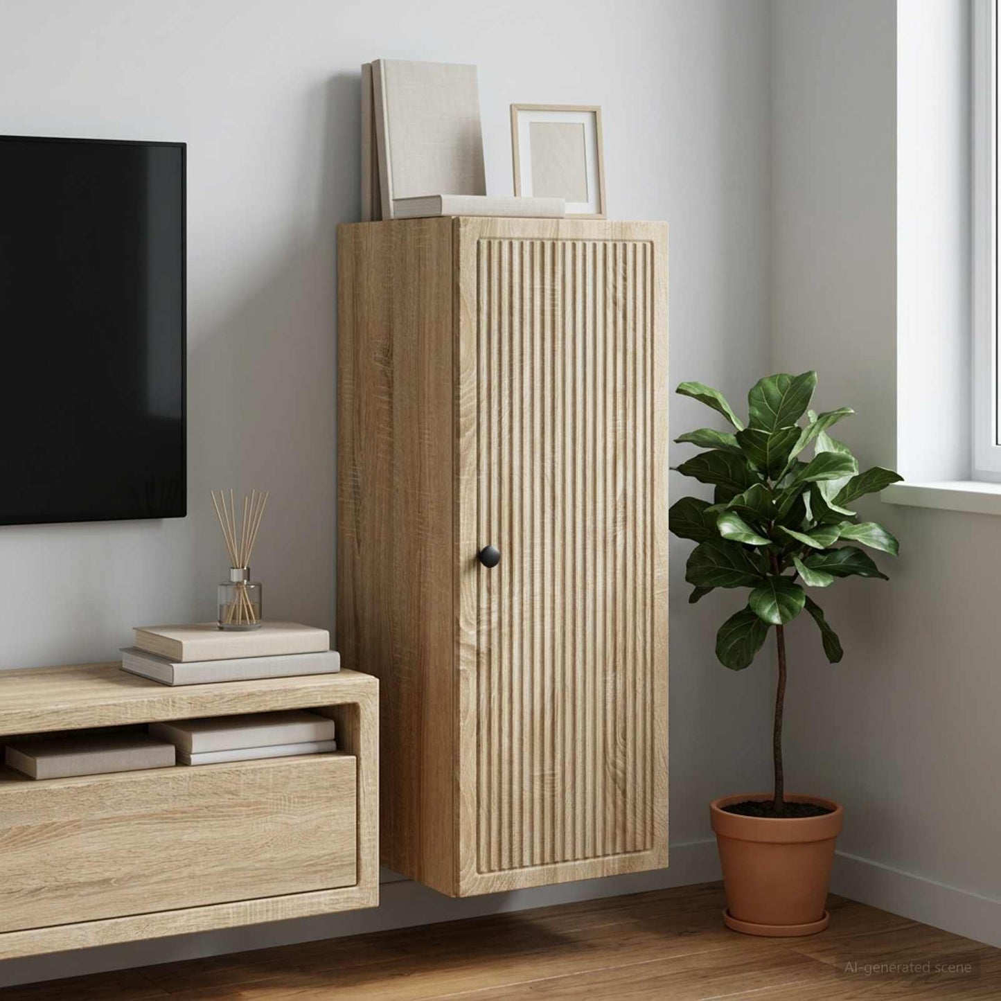 vidaXL Wall-Mounted Cabinet Sonoma Oak 33 x 34.5 x 90 cm