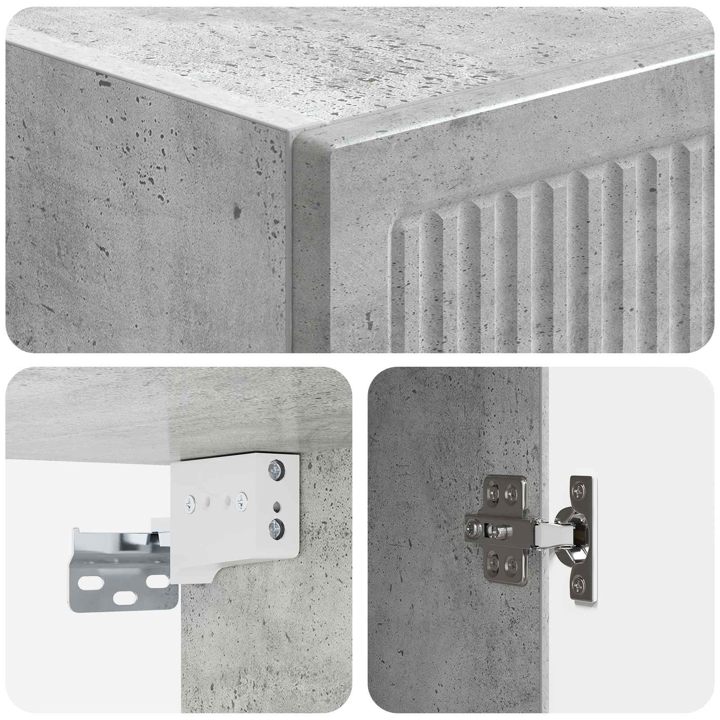 vidaXL Wall-Mounted Cabinet Concrete Grey 33 x 34.5 x 90 cm