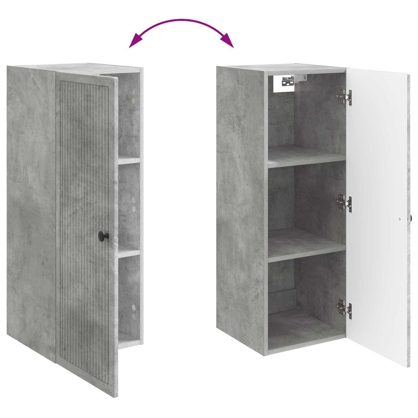 vidaXL Wall-Mounted Cabinet Concrete Grey 33 x 34.5 x 90 cm