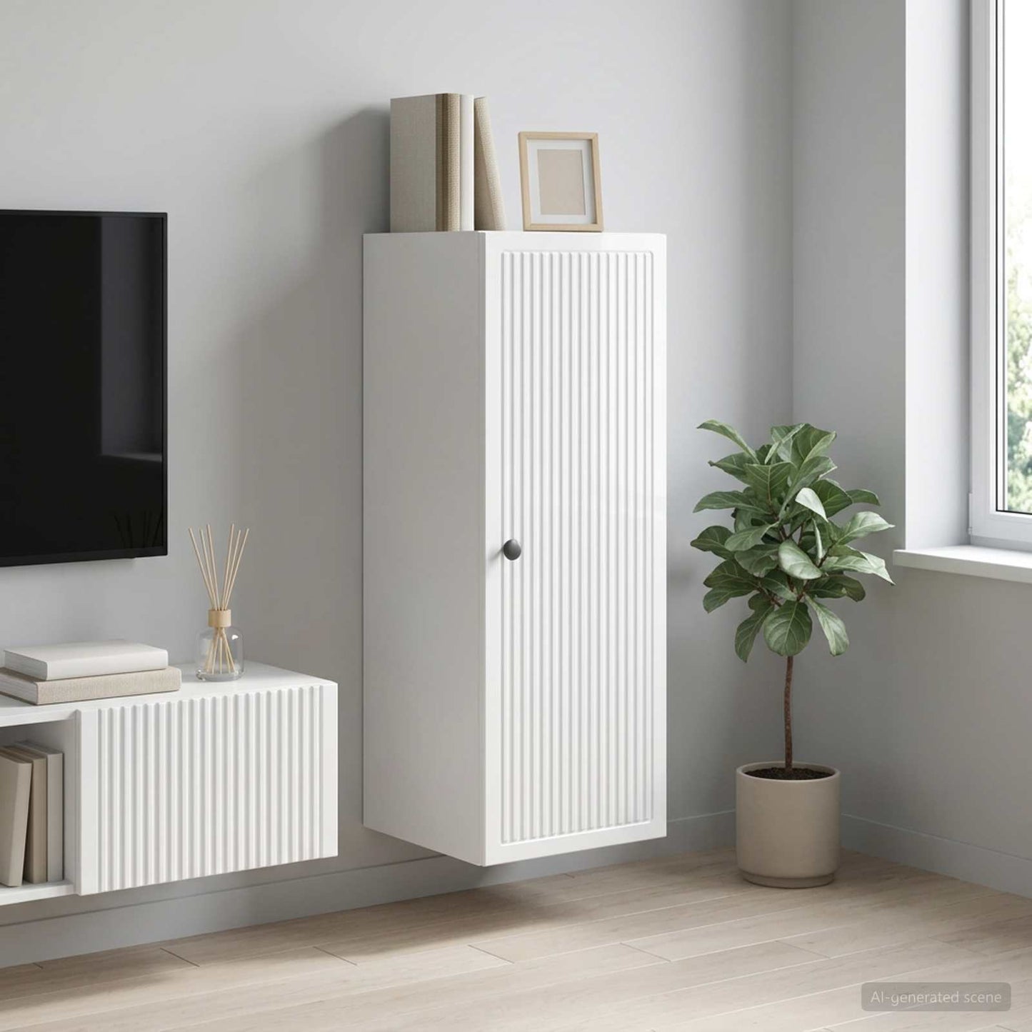vidaXL Wall-Mounted Cabinet High Gloss White 33 x 34.5 x 90 cm