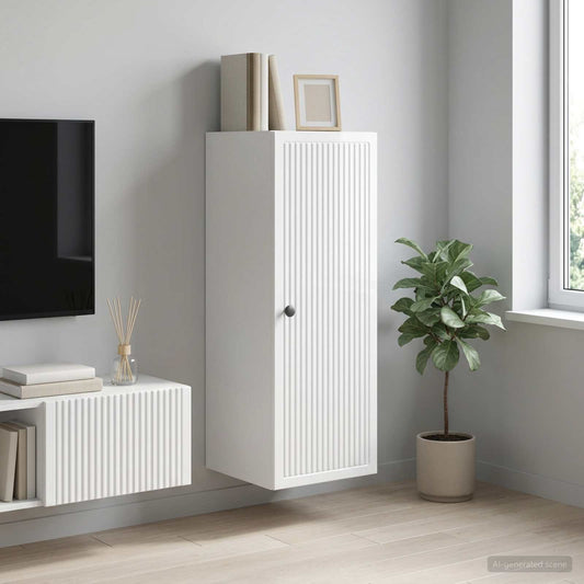 vidaXL Wall-Mounted Cabinet High Gloss White 33 x 34.5 x 90 cm