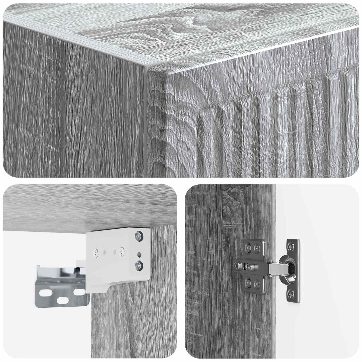 vidaXL Wall-Mounted Cabinet Grey Sonoma 33 x 34.5 x 90 cm
