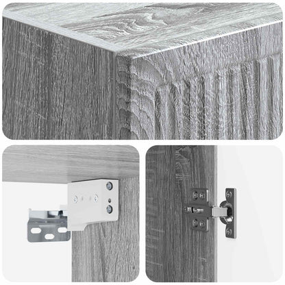 vidaXL Wall-Mounted Cabinet Grey Sonoma 33 x 34.5 x 90 cm