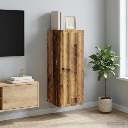 vidaXL Wall-Mounted Cabinet Old Wood 33 x 34.5 x 90 cm Engineered Wood