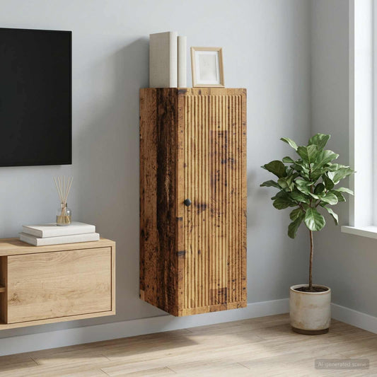 vidaXL Wall-Mounted Cabinet Old Wood 33 x 34.5 x 90 cm Engineered Wood