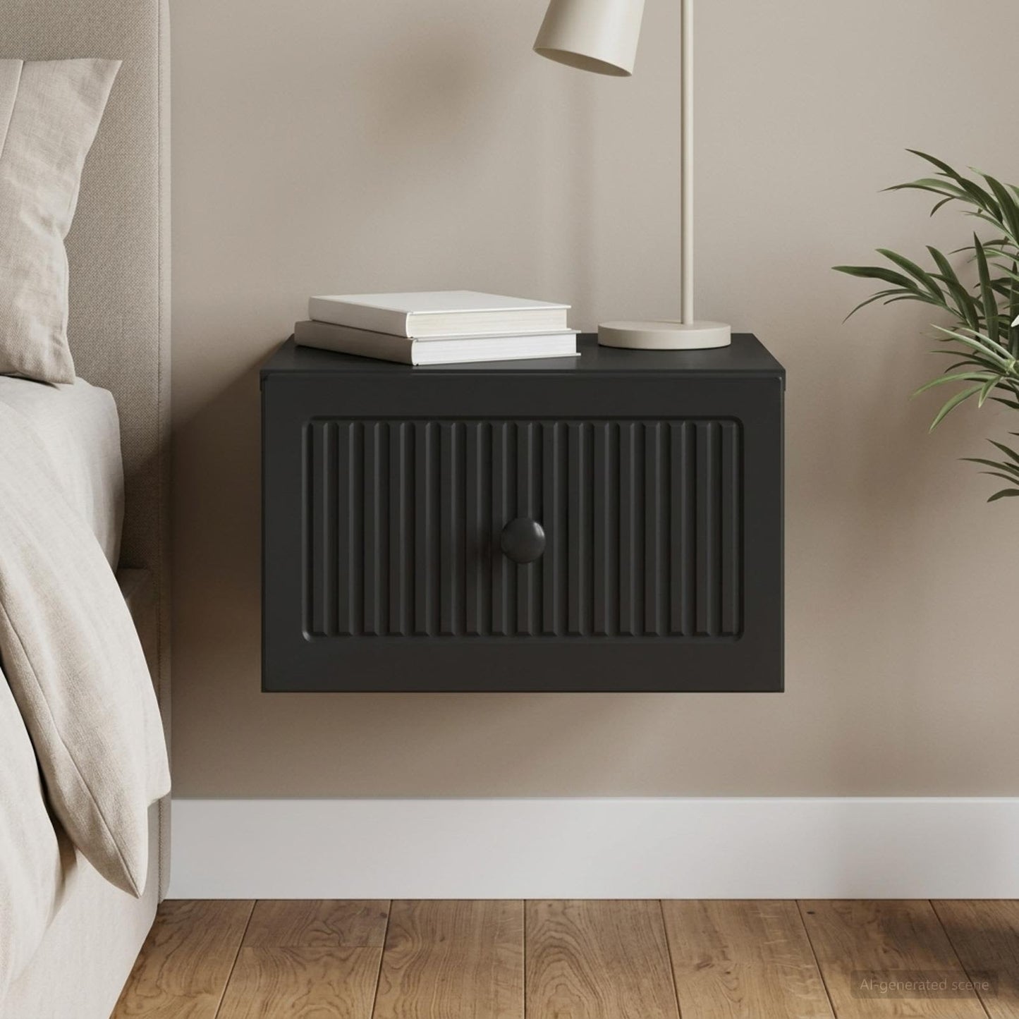 vidaXL Wall-Mounted Bedside Cabinet Black 33 x 34.5 x 20 cm