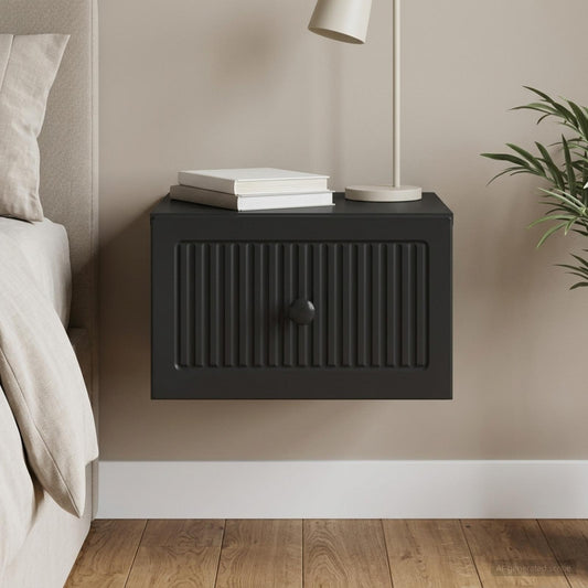 vidaXL Wall-Mounted Bedside Cabinet Black 33 x 34.5 x 20 cm