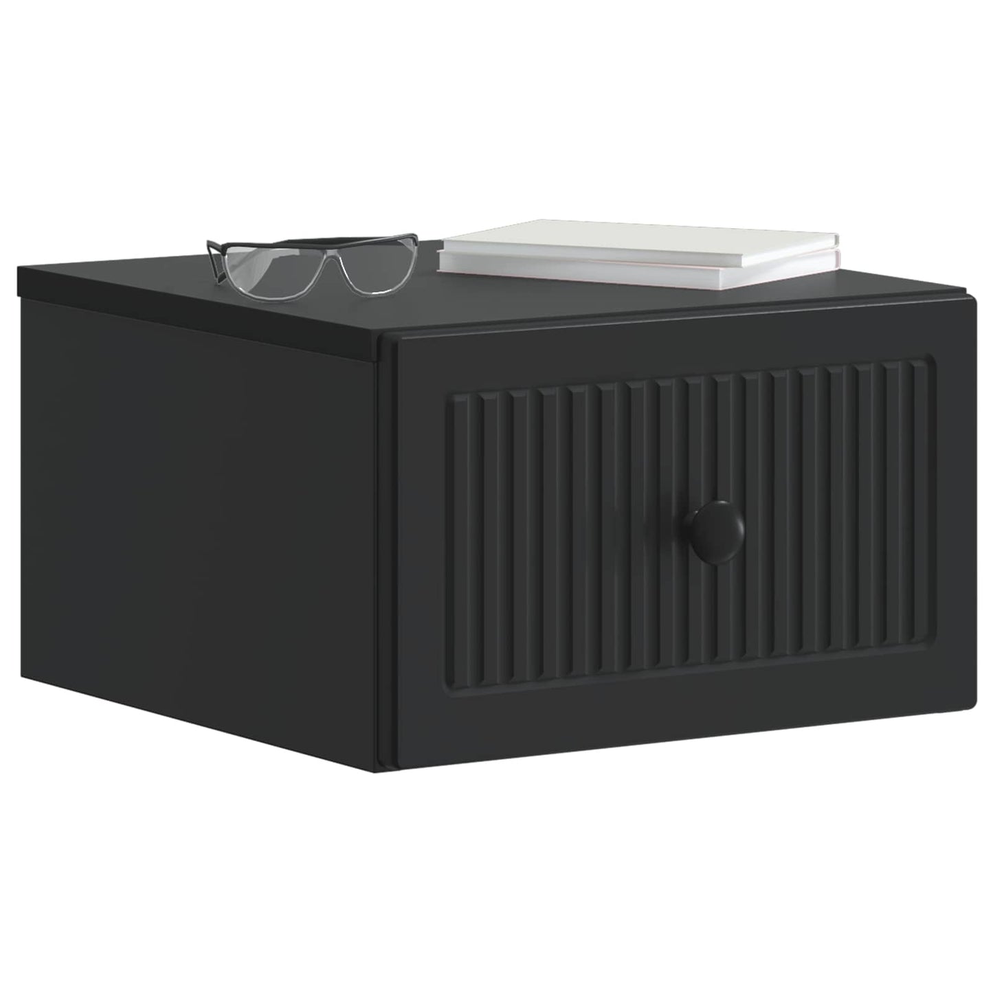 vidaXL Wall-Mounted Bedside Cabinet Black 33 x 34.5 x 20 cm