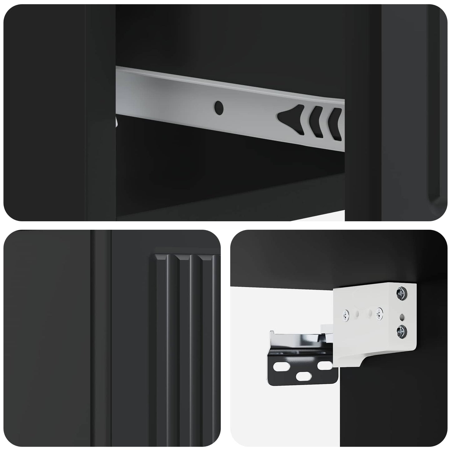 vidaXL Wall-Mounted Bedside Cabinet 2 pcs Black 33 x 34.5 x 20 cm