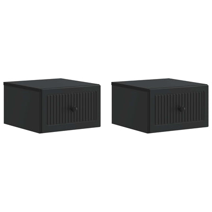 vidaXL Wall-Mounted Bedside Cabinet 2 pcs Black 33 x 34.5 x 20 cm
