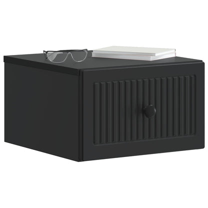 vidaXL Wall-Mounted Bedside Cabinet 2 pcs Black 33 x 34.5 x 20 cm