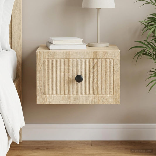 vidaXL Wall-Mounted Bedside Cabinet Sonoma Oak 33 x 34.5 x 20 cm