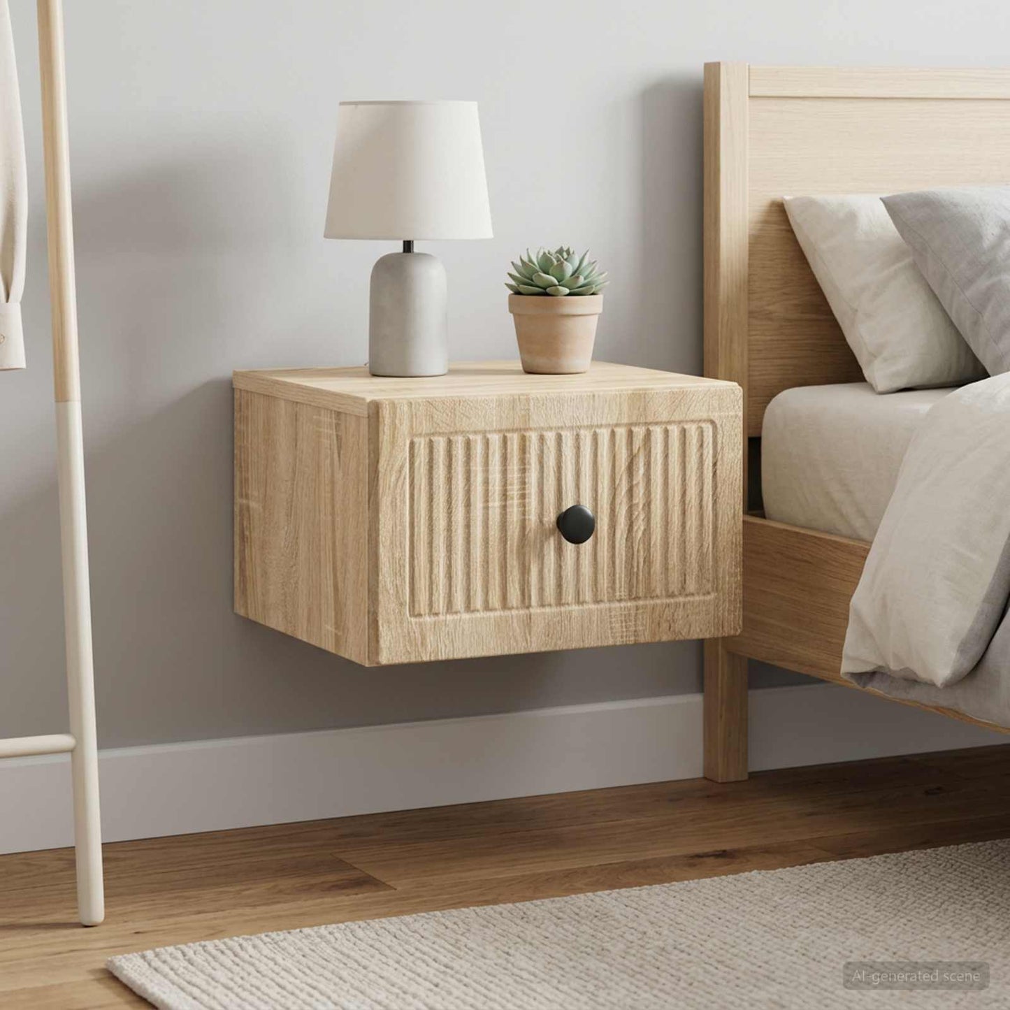 vidaXL Wall-Mounted Bedside Cabinet 2 pcs Sonoma Oak 33 x 34.5 x 20 cm
