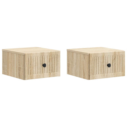 vidaXL Wall-Mounted Bedside Cabinet 2 pcs Sonoma Oak 33 x 34.5 x 20 cm