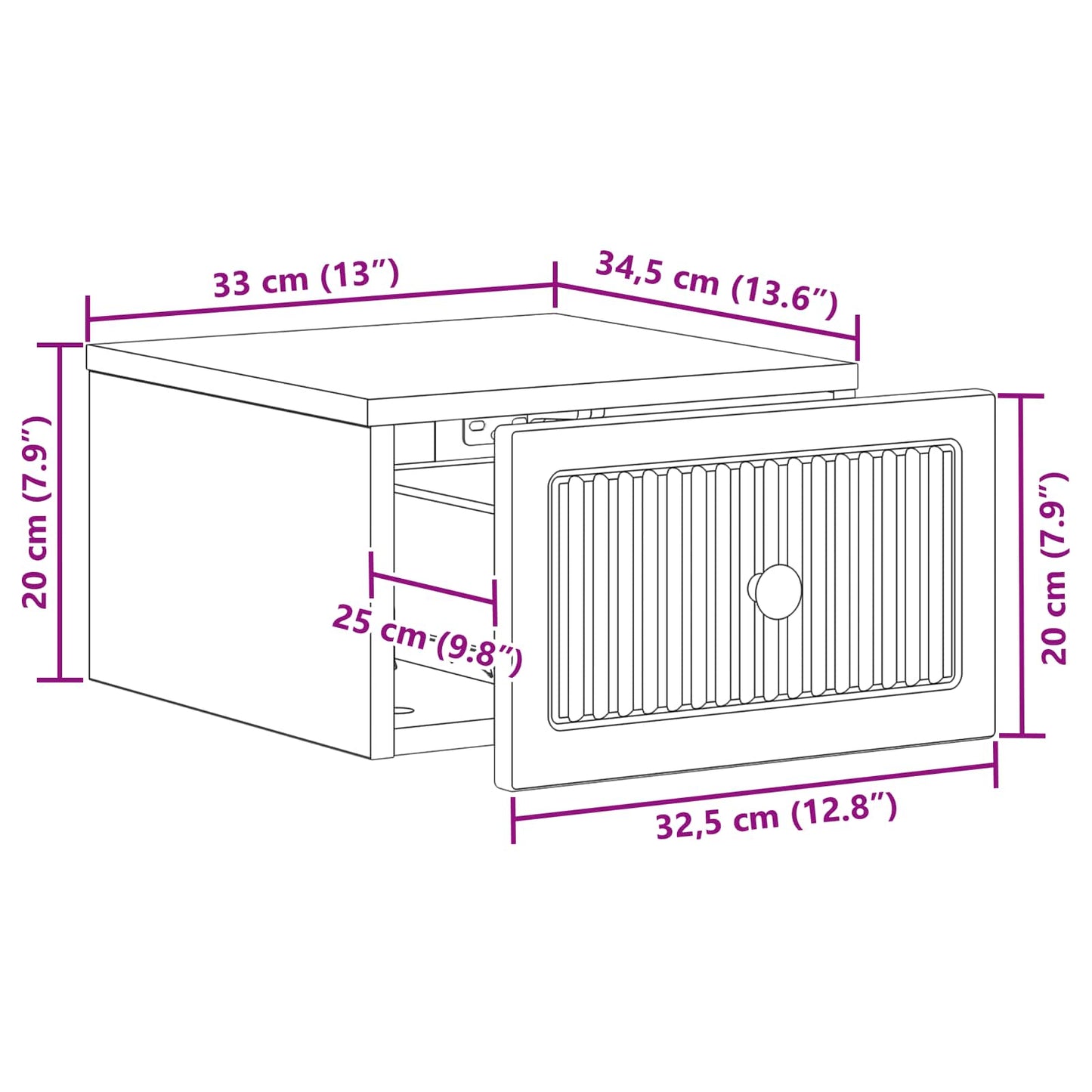vidaXL Wall-Mounted Bedside Cabinet 2 pcs Sonoma Oak 33 x 34.5 x 20 cm