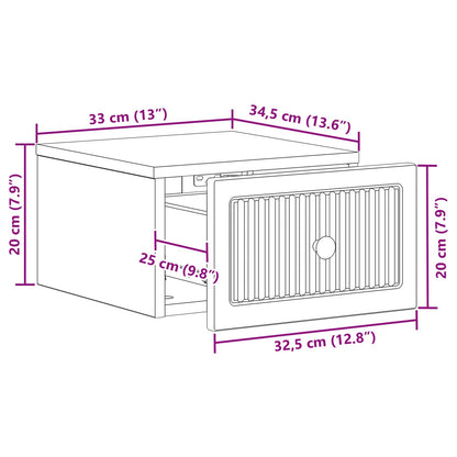 vidaXL Wall-Mounted Bedside Cabinet 2 pcs Sonoma Oak 33 x 34.5 x 20 cm