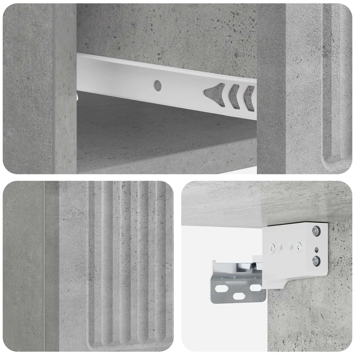 vidaXL Wall-Mounted Bedside Cabinet Concrete Grey 33 x 34.5 x 20 cm