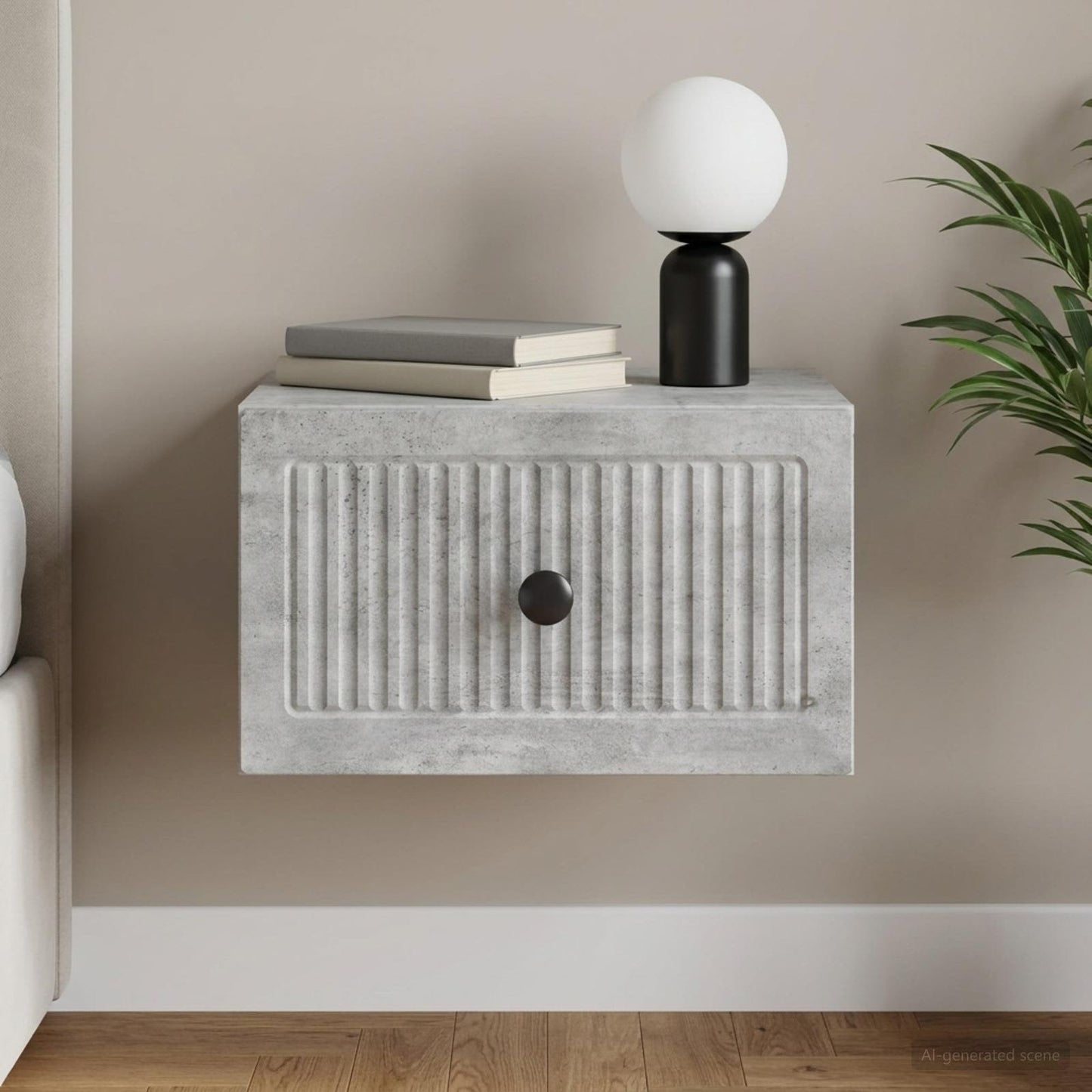 vidaXL Wall-Mounted Bedside Cabinet Concrete Grey 33 x 34.5 x 20 cm