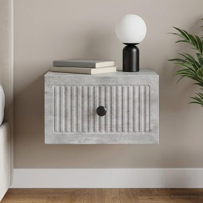 vidaXL Wall-Mounted Bedside Cabinet Concrete Grey 33 x 34.5 x 20 cm