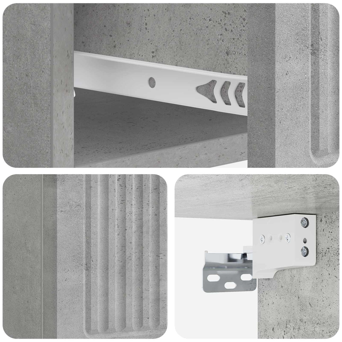 vidaXL Wall-Mounted Bedside Cabinet with Drawer 2 pcs Concrete Grey