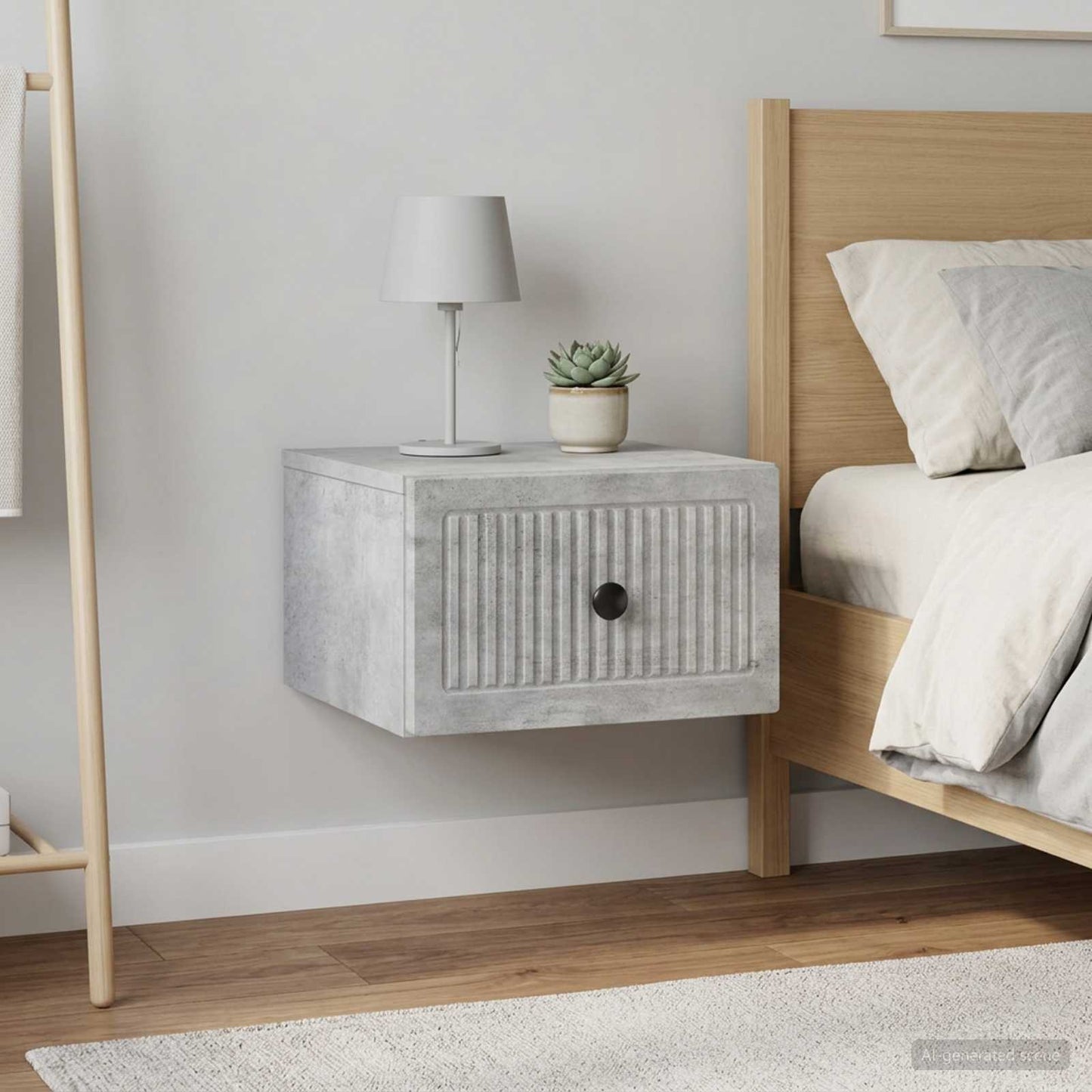 vidaXL Wall-Mounted Bedside Cabinet with Drawer 2 pcs Concrete Grey