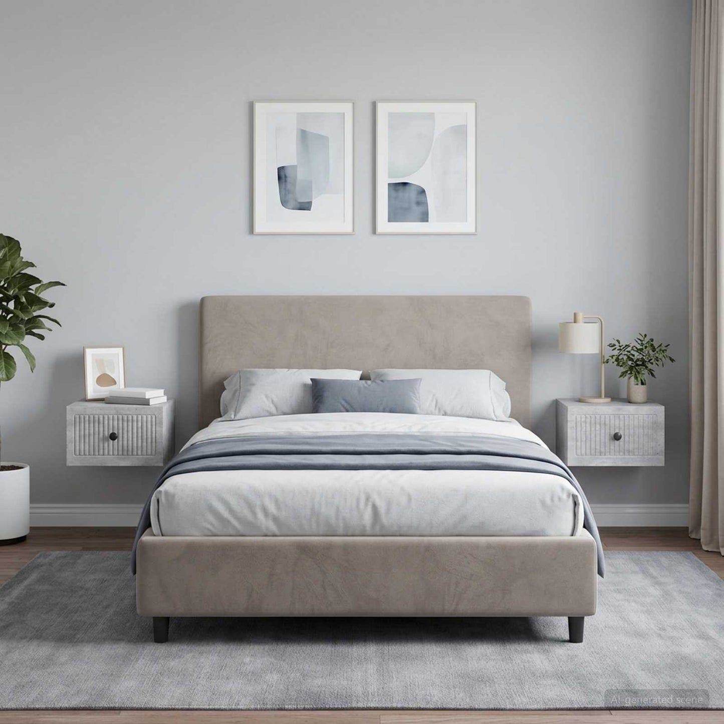vidaXL Wall-Mounted Bedside Cabinet with Drawer 2 pcs Concrete Grey