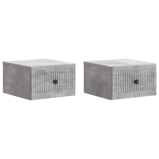 vidaXL Wall-Mounted Bedside Cabinet with Drawer 2 pcs Concrete Grey
